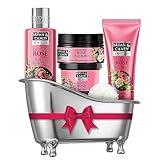 Bath Sets for Women Gift - Delicate Rose Bath Gift Set For Women, Spa Gift Baskets for Women Gift, Spa Set for Women Gift, Spa Baskets for Women Gift, Gift Boxes for Women, Spa Gift Sets for Women