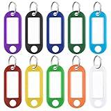 Uniclife 2 Inch Tough Plastic Key Tags in 10 Assorted Colors Item Identifiers Markers with Blank Paper Labels Protective Plastic Films and Split Rings, 100 Pack