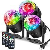 [3-Pack] Disco Ball DJ Party Lights Sound Activated with Remote Control Strobe Lamp 7 Modes Stage Light for Home Room Dance Parties Karaoke Halloween Christmas Birthday Decorations