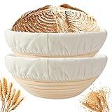 SNAILDIGIT Banneton Bread Proofing Basket Set of 2: 9 Inch Round Sourdough Proofing Bowls for Artisan Bread Making for Professionals and Home Bakers