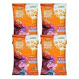 Earth's Best Organic Kids Snacks, Sesame Street Toddler Snacks, Organic Cheddar Veggie Puffs, Gluten Free Snacks for Kids 2 Years and Older, Cheddar, 1.55 oz Bag (Pack of 4)