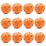 Crown Sporting Goods 12 Pack Plastic Hollow Balls | Regulation Size Practice Balls for Softball, Pickleball & Teeball | Orange