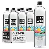 LIFEWTR Premium Purified Water, pH Balanced with Electrolytes, 100% recycled plastic bottles, 33.8 Fl Oz, 1L (Pack of 6)