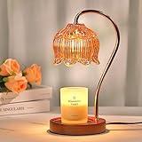 Dimmable Flower Candle Warmer Lamp with Timer, Vintage Candle Lamp Warmer, Unique Birthday Gifts for Women Her, Mom Gifts Idea, Amber Lamp Candle Warmer for Jar Candles, Vintage Home Decor for Bedroom