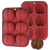 Kamehame Brain Chocolate Molds, 2 Pcs Halloween Silicone Brain Cake Candy Cupcake Mold