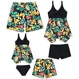 Family Matching Swimsuit Set High Waisted Mommy and Me Swimsuit Two Piece V Neck Girls Bikini Bathing Suit (Dad, 2XL, family#12)