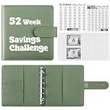 52 Week Money Saving Challenge Binder, A7 Savings Challenges Books with Cash Envelopes, Green Money Saving Budget Binder for Budgeting $1000