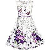 Sunny Fashion KP13 Girls Dress Purple Flower Party Size 7-8