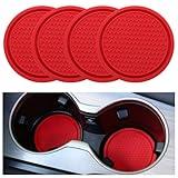 SINGARO Car Cup Coaster, 4PCS Universal Non-Slip Cup Holders Embedded in Ornaments Coaster, Car Interior Accessories, Red