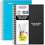 Mead Five Star Spiral Notebooks, 1 Subject, College Ruled Paper, 100 Sheets, 7 x 4-3/8", Personal Size, Colors Selected For You, 2 Pack (73707)