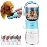 AVELORA Dog Water Bottle,Portable Pet Water Bottle with Food Container,Outdoor Portable Water Dispenser for Cat,Puppy,Pets for Walking,Hiking,Travel,Puppy Essentials,Dog Stuff(10oz)