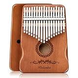 Kalimba Thumb Piano 17 Keys, Finger Piano Musical Instruments, Mbira Music Kids Gifts Adult Beginners Hand Pianos Brown