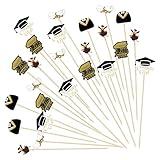 100PCS Graduation Cocktail Picks 4.7 Inch, Congrats Grad Fancy Toothpicks Bamboo Appetizer Toothpicks Food Picks for Class of 2024 Graduation Party Decorations (Graduation)