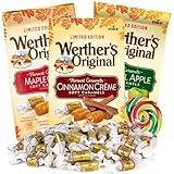 Cinnamon Creme, Maple, and Caramel Apple Werther's Variety Pack Soft, Chewy Candies, Bulk Individually Wrapped Fall Candy, 7.4 Ounces Each (Pack of 3)