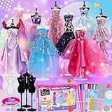 ONE TO FOUR 800+Pcs - Fashion Designer Kit for Girls with 6 Mannequins - Arts and Crafts Kit- Sewing Kit for Kid Ages 8-12 -Girls Gift Age 6 7 8 9 10 11 12