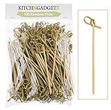 Bamboo Cocktail Picks - 300 Pack - 4.1 inch - With Looped Knot - Great for Cocktail Party or Barbeque Snacks, Club Sandwiches, etc. - Natural Bamboo - Keeps Ingredients Pinned Together - Stylish