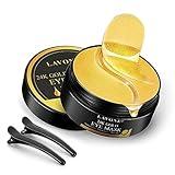 LAVONE Eye Mask-30 Pairs 24K Gold Under Eye Patches Skin Care Products-Eye Masks Skincare for Dark Circles and Puffiness,Reduce Wrinkles,Eye Bags and Fine Lines,for Women and Man,with Hair Clips