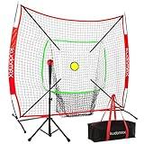 KudoMax Baseball/Softball 6×6FT Practice Net for Hitting & Pitching,Stable Bow Frame, Batting Tee, Weighted Ball, Circular Target and Strike Zone for Throwing, Most Suitable for Kids.