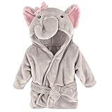 Hudson Baby Unisex Baby Plush Animal Face Bathrobe, Pretty Elephant, 0-9 Months