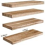 AMADA HOMEFURNISHING Floating Shelves, Paulownia Wood Wall Shelves for Bathroom/Living Room/Bedroom/Kitchen/Home Office, Wood Floating Shelf for Home Storage & Organization Set of 4 15.7" L x 5.9" W