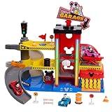 Disney Junior Mickey Mouse Ready to Race Garage, Lights and Sounds, 19-Piece Vehicle Playset, Bonus Pieces, Kids Toys for Ages 3 Up by Just Play