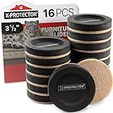 Felt Furniture Sliders for Hardwood Floors X-PROTECTOR 16 PCS 3 ½” - Furniture Slider with Unique Design - Heavy-Duty Furniture Movers for Hard Surfaces - Felt Sliders - Move Your Furniture Easily!