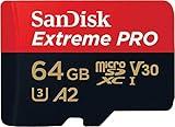 SanDisk 64GB Extreme PRO® microSD™ UHS-I Card with Adapter C10, U3, V30, A2, 200MB/s Read 90MB/s Write SDSQXCU-064G-GN6MA