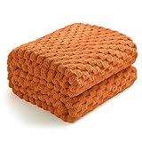 Excervent Flannel Fleece Throw Blanket (60x80 inches), Hexagon Jacquard Decorative Fuzzy Blankets for Household, Camping, and Travel, Super Soft Cozy, Suitable for All Seasons, Burnt Orange