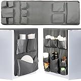 Extended Mini Fridge Caddy Organizer - 55" x 16.5" Back to School Dorm and Office Over the Fridge Storage Organizer with 11Pockets for Flatware Drink Paper Goods, College Must Have, Gray