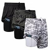 Ultra Performance 3 Pack Mens 2 in 1 Athletic Running Shorts 7 inch Inseam Workout Gym Compression Shorts for Men