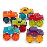 Battat – Plastic Toy Cars – 6-Pack & Storage Bag – Colorful Toddler Trucks – Easy To Clean – 2 Years + – Mini Monster Trucks