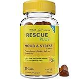 RESCUE Bach Plus Mood & Stress Support Gummies, Daytime Dietary Supplement with Passionflower, GABA, Saffron & Vitamin D, Natural Orange Flavor, Vegan & Gluten-Free, 60 Count