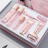 8-Pcs Skincare Set Anti Aging Skin Daily Care Routine Kit with Vitamin C and Peptides Facial Cleanser Eye Mask Toner Serum Eye Cream Lotion Cream Lady Cream Lipstick Gifts Sets for Valentine's Day