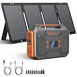 Portable Solar Generator, 300W Portable Power Station with Foldable 60W Solar Panel, 110V Pure Sine Wave, 280Wh Lithium Battery Pack with DC AC Outlet for Home Use RV Outdoor Camping Adventure