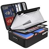 ENGPOW 5200℉ Fireproof File Organizer Bag with 13 Pocket Accordion File Folder,Document Organizer Box with Lock&Labels,Multi-Layer Portable Home Travel Safe Storage Box for Important Documents,Files