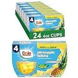 Dole Fruit Bowls Pineapple Tidbits in 100% Juice Snacks, 4oz 24 Total Cups, Gluten & Dairy Free, Bulk Lunch Snacks for Kids & Adults