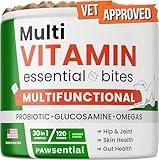 30-in-1 Dog MultiVitamin Chewable Supplement with (Glucosamine, Omega, and Probiotics) - Dog Vitamins for Skin & Coat, Hip & Joint, and Gut Health - Adult & Senior Dog Vitamin Treats