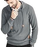 Zaitun Men's Plus Size Hooded Sweater Big Knit Pullover Hoodie Dark Gray