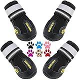 QUMY Dog Shoes for Large Dogs, Medium Dog Boots & Paw Protectors for Winter Snowy Day, Summer Hot Pavement, Waterproof in Rainy Weather, Outdoor Walking, Indoor Hardfloors Anti Slip Sole Black Size 6