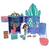 Mattel Disney The Little Mermaid Storytime Stackers Playset, Ariel’s Grotto Stackable Doll House with Small Doll & 10 Accessories