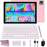 2 in 1 Tablet, 10 inch Android 13 Tablet with Keyboard, 10GB+64GB+512GB Expand Dual Camera, IPS Touch Screen Tablet Computer, WiFi, Bluetooth, Long Battery Life, Google Certified Tablet PC, Pink