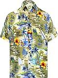 LA LEELA Men's Hawaiian Shirt Pocket Camp X-Large Ocean Chart Autumn Beige