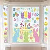 Easter Window Clings Bunny Decorations - 9 Sheet Reusable Static Peeps Window Stickers Decor - Easter Bunny Eggs Double-Side Decals for Spring Easter Home Decorations Party Supplies