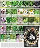 Complete Medicinal Herb Seeds for Planting Collection - 35 Best Herbs Variety Pack for Teas and Home Remedies - Indoor, Outdoor, Hydroponic Herbal Herbalist Seed - Non-GMO, Heirloom Gardeners Basics