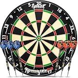 IgnatGames Dart Board Professional- Competition Size Kenyan Sisal Dart Board for Adults - Staple-Free Ultra-Thin Wire Spider Dartboard + Accessories & SnapFit Dartboard Mounting Bracket