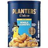 PLANTERS Deluxe Salted Whole Cashews, Party Snacks, Plant-Based Protein, Quick Snack for Adults, After School Snack, Roasted Cashew Flavored with Sea Salt, Bulk Nuts, Kosher, 1 lb 2.25oz Canister