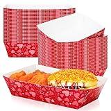 Helimoto 50 PCS Valentines Day Party Supplies, Disposable Paper Food Tray, Large Snack Tray, Valentine Party Snacks Serving Trays for Hot Dog Hamburg Taco Fries Party Favors Valentines Day Decor