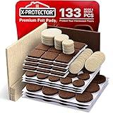 Felt Furniture Pads X-PROTECTOR 133 PCS Premium Furniture Pads - Felt Pads Furniture Feet Best Wood Floor Protectors - Protect Your Hardwood & Laminate Flooring! Brown and Beige