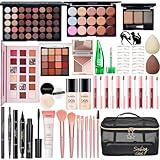 All in One Makeup Kit for Women Full Kit, Make Up Gift Set for Women, Makeup Essential Bundle Includes Foundation Face Primer Eyeshadow Contour Palette Lipstick Eyeliner Mascara Cosmetic Brush Set