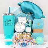 Birthday Gifts for Women, Unique Gift Ideas Relaxing Spa Gift Basket Set Happy Birthday Gift for Friendship Mom Sister Best Friend Wife Coworker Teacher Nurse Women Who Have Everything(Bluish-Green)